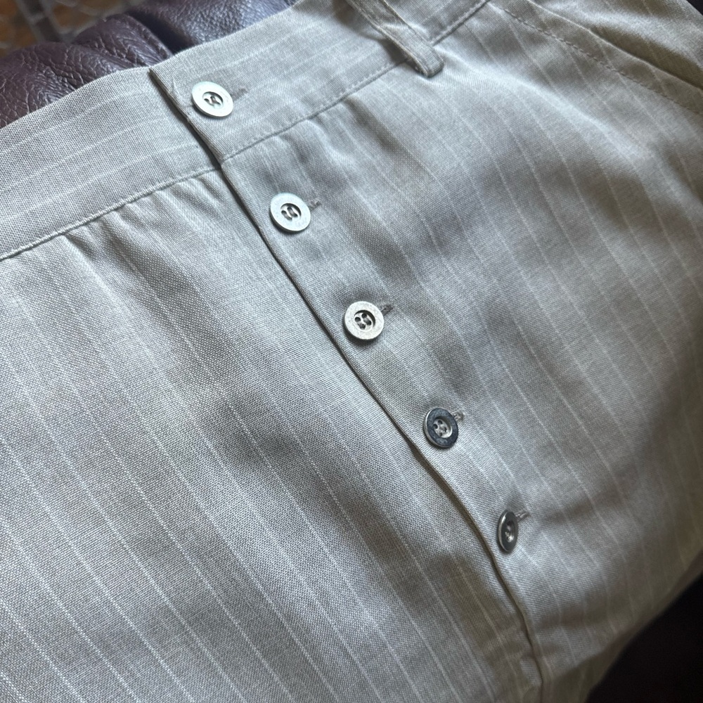 Etophe Studios, size small, pin stripe Mini skirt. Khaki/tan/white color.